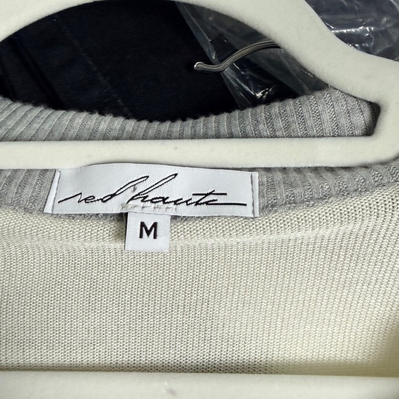 Red Haute Cream V-Neck Sweater with Gray Collar - Picture 3 of 4